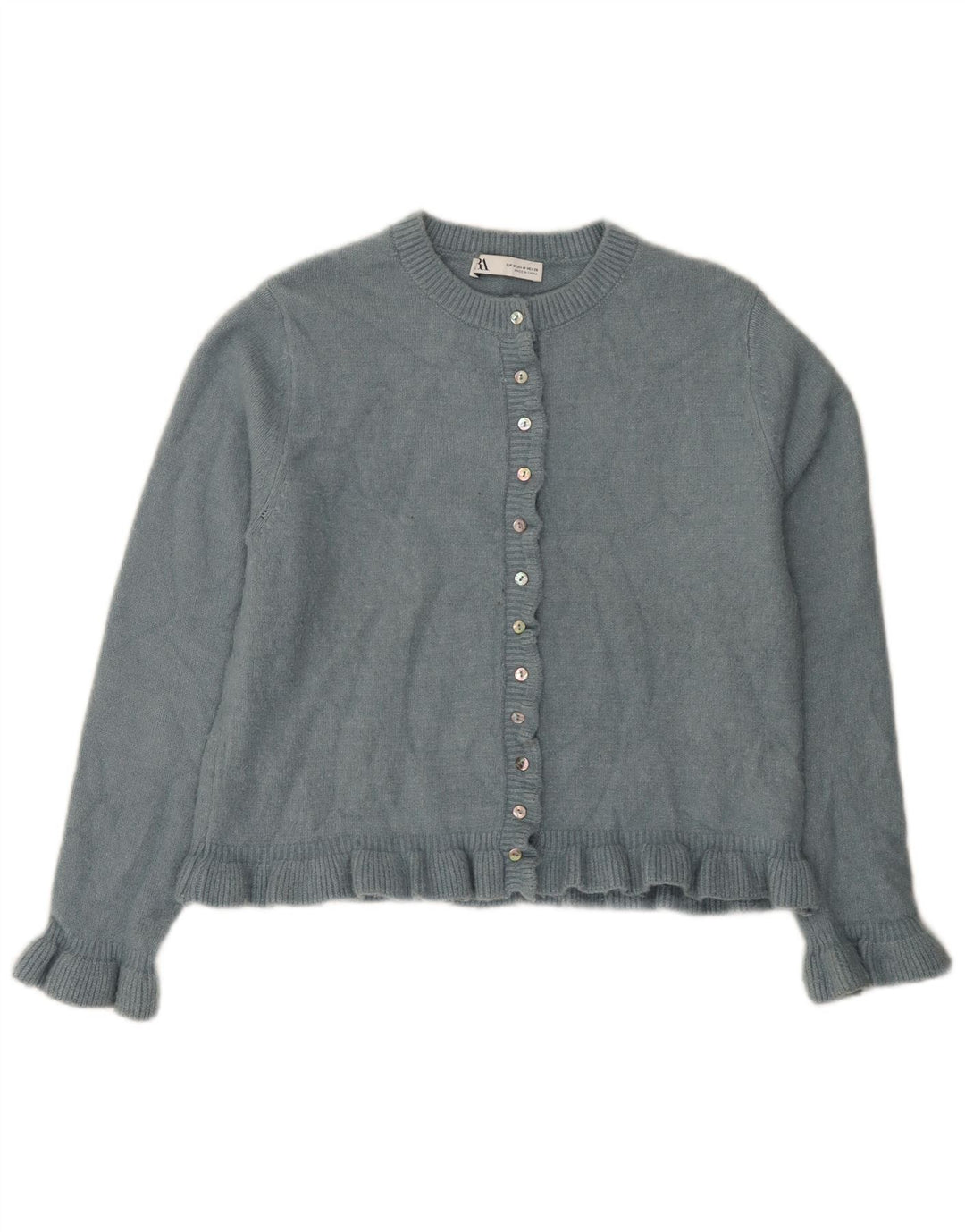 Zara Femme Cardigan Pull UK 14 Bleu Moyen Polyester