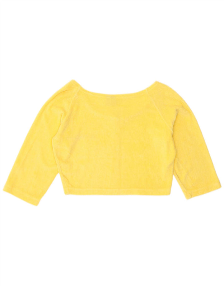 Oncle Sam Womens 3/4 Sleeve Crop Top UK 12 Coton Jaune Moyen