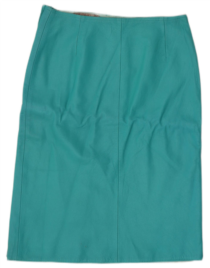 jupe en cuir femme vintage IT 44 Medium W28 Cuir Turquoise