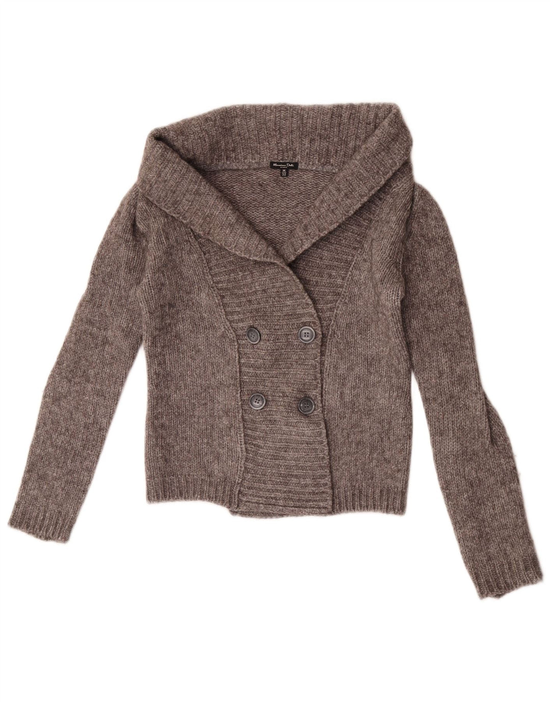 Massimo Dutti Cardigan court pour femme UK 12 laine gris moyen