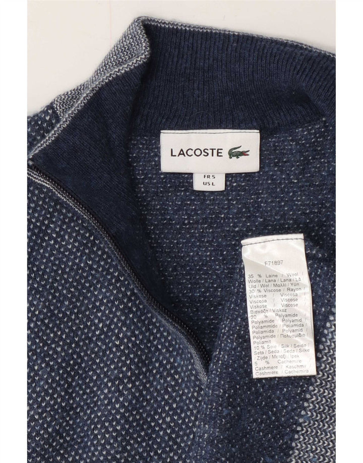 Lacoste Homme Cardigan Pull Taille 5 Grande Laine Bleue