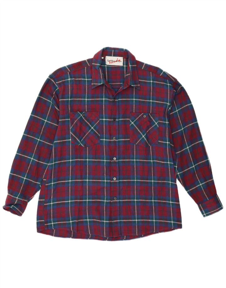 Gian Marco Venturi Chemise en flanelle pour homme en coton à carreaux bordeaux