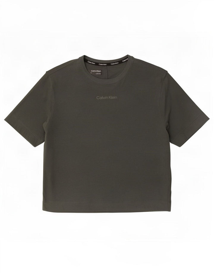 Calvin Klein T-Shirt Femme UK 14 Gris Moyen Coton