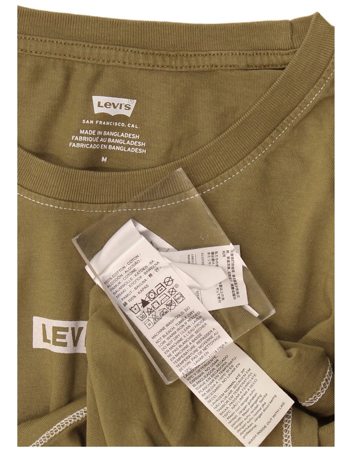 LEVI'S Womens Crop T-Shirt Top UK 14 Medium Khaki Cotton