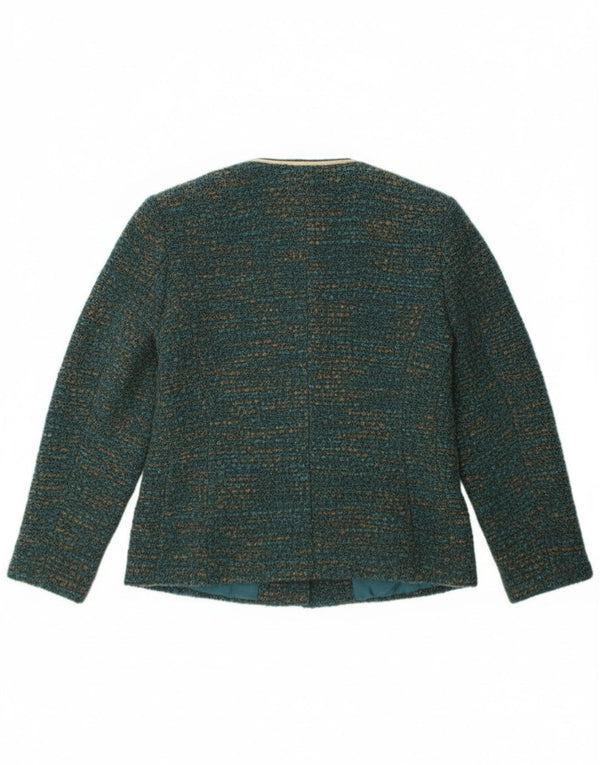vintage Femme 4 Bouton Blazer Veste UK 12 Moyen Vert Moucheté