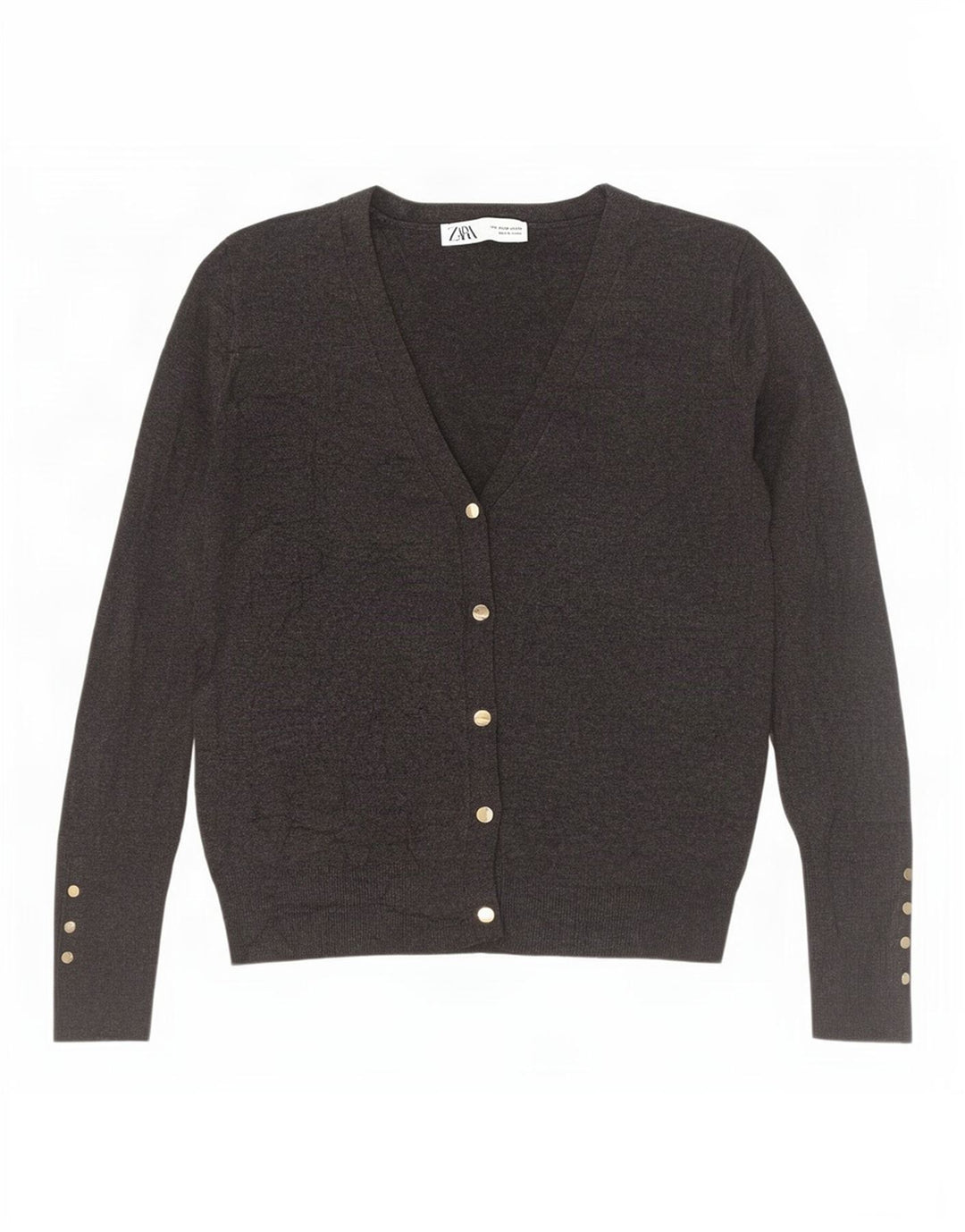 Zara Cardigan Femme Pull UK 12 Gris Moyen Viscose