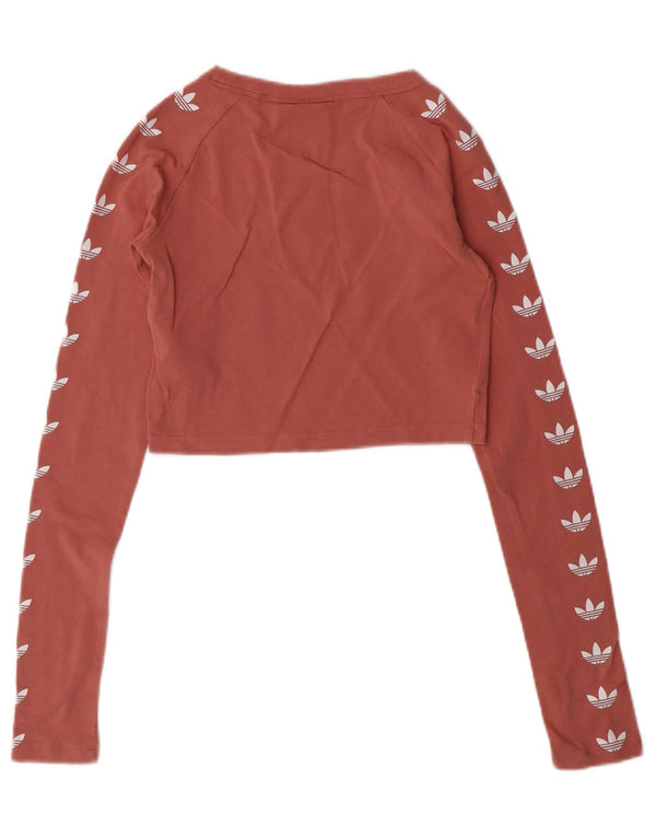 ADIDAS Haut court graphique à manches longues pour femmes UK 6 XS Coton rose