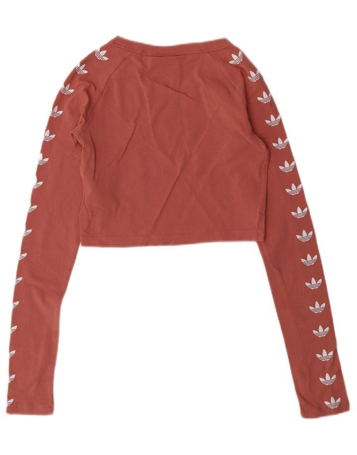 ADIDAS Haut court graphique à manches longues pour femmes UK 6 XS Coton rose