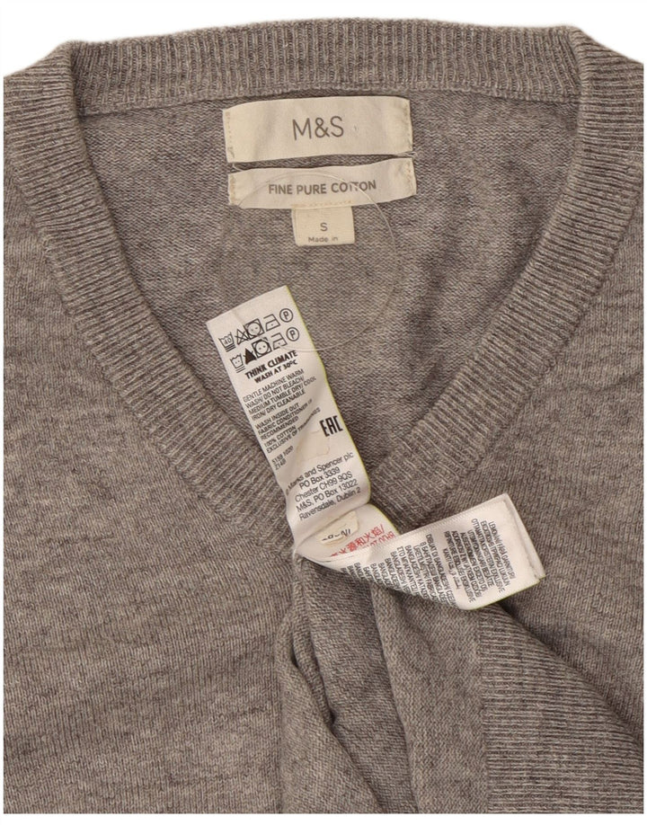 Marks & Spencer Pull col en V pour homme Petit coton moucheté gris