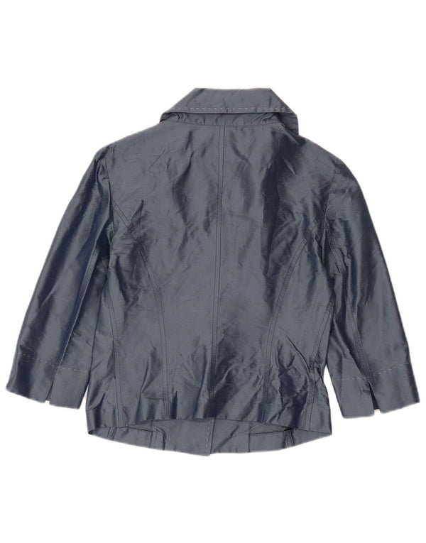 Penny Black Veste Blazer 3 Boutons Femme UK 8 Petite Soie Bleu Marine