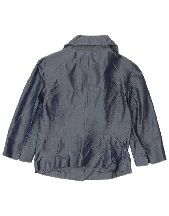 Penny Black Veste Blazer 3 Boutons Femme UK 8 Petite Soie Bleu Marine