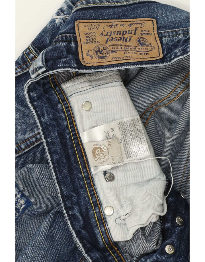 Diesel Jean droit vieilli W33 L34 en coton bleu pour homme