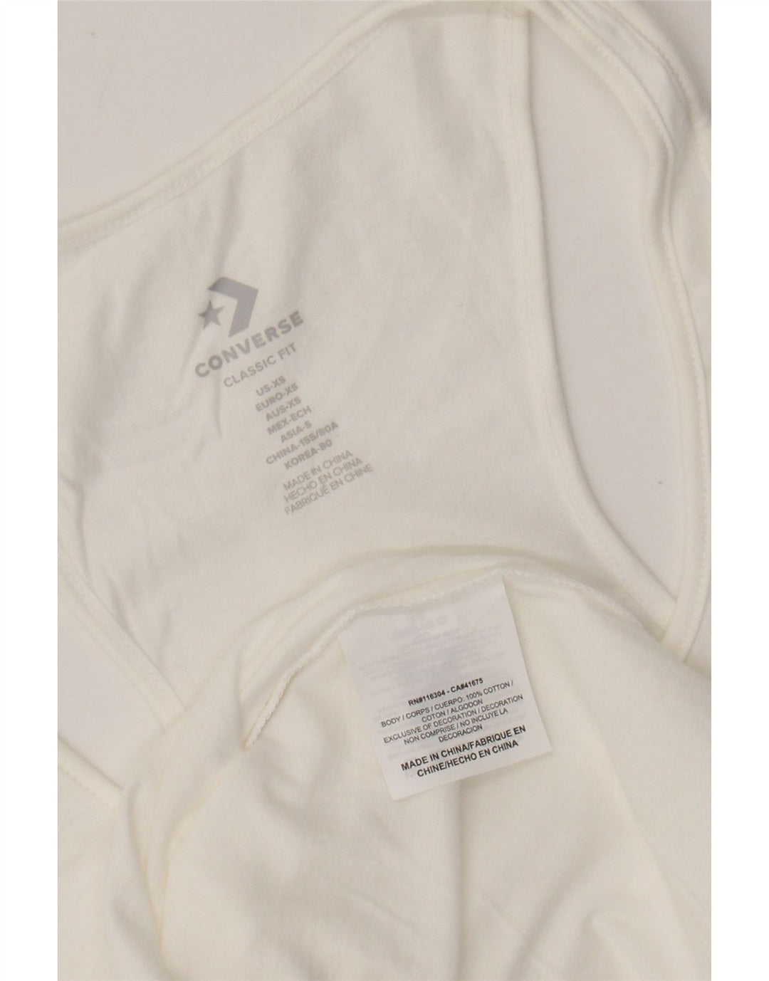 CONVERSE Débardeur graphique coupe classique pour femme UK 6 XS en coton blanc