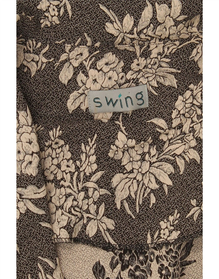 VINTAGE Femme 3 Bouton Blazer Veste UK 10 Petit Noir Floral