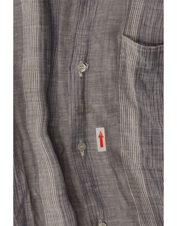 CLUB Chemise à Manches Courtes Homme Gris Moyen Rayé