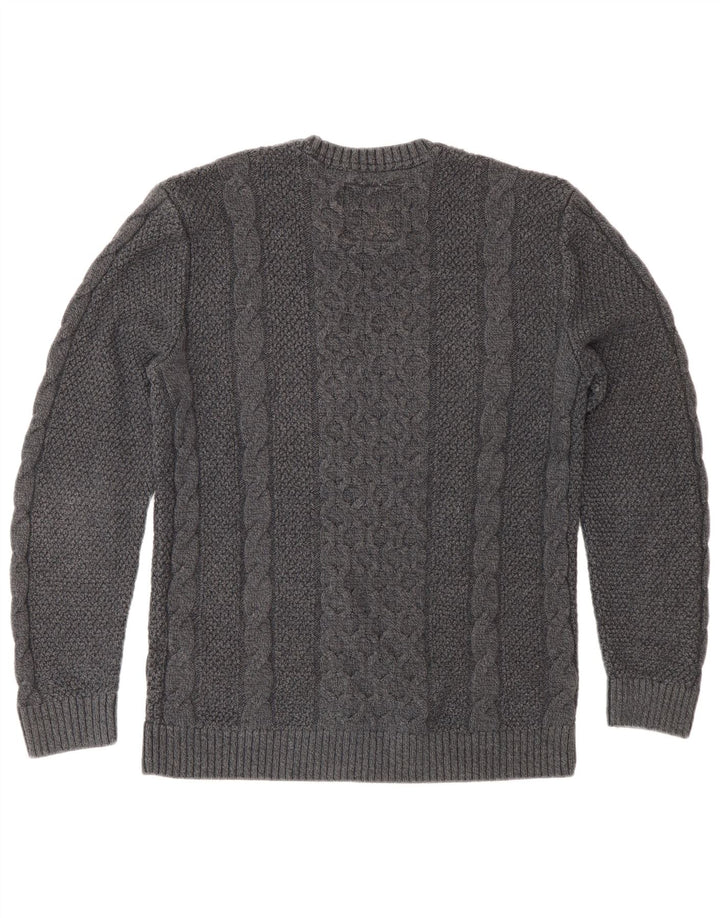 Hollister Pull ras du cou pour homme, petit, gris, coton