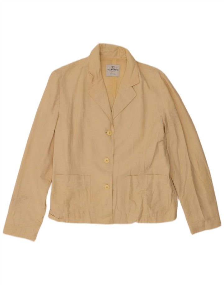 Valentino Veste Blazer 3 Boutons Femme IT 40 Petite Rayure Beige