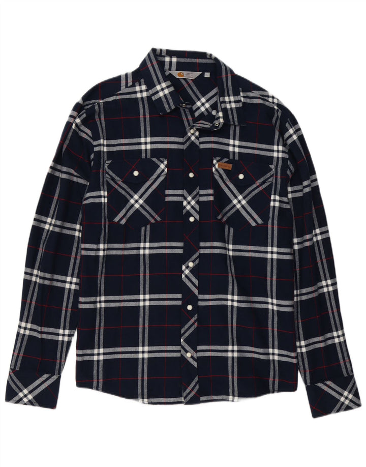 Carhartt Chemise en flanelle pour hommes Grand coton à carreaux bleu marine