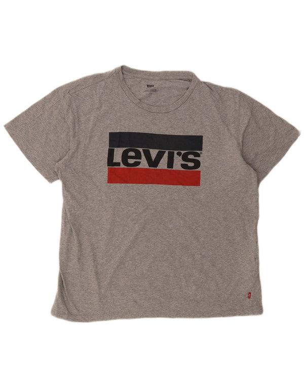 Levi's T-Shirt Graphique Homme Large Gris Moucheté Coton