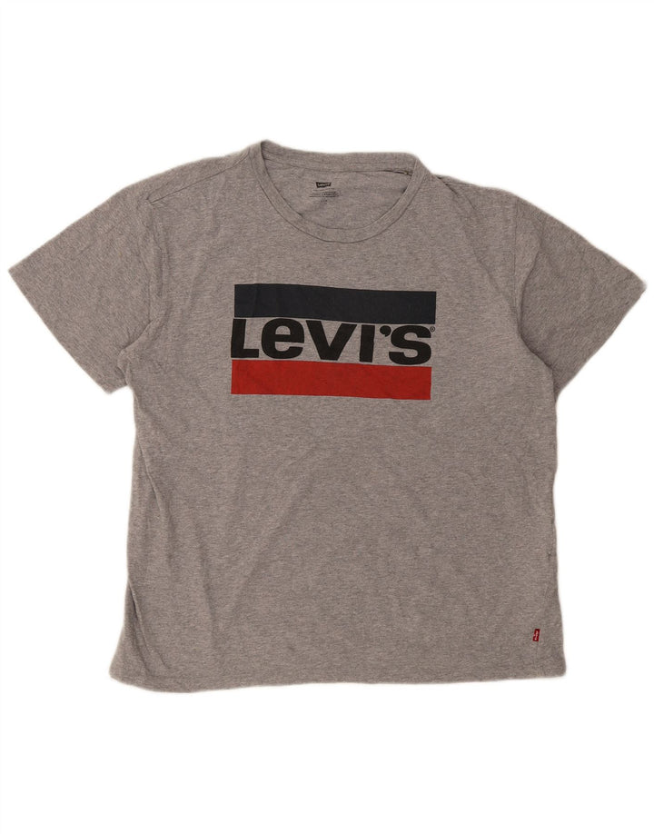 Levi's T-Shirt Graphique Homme Large Gris Moucheté Coton