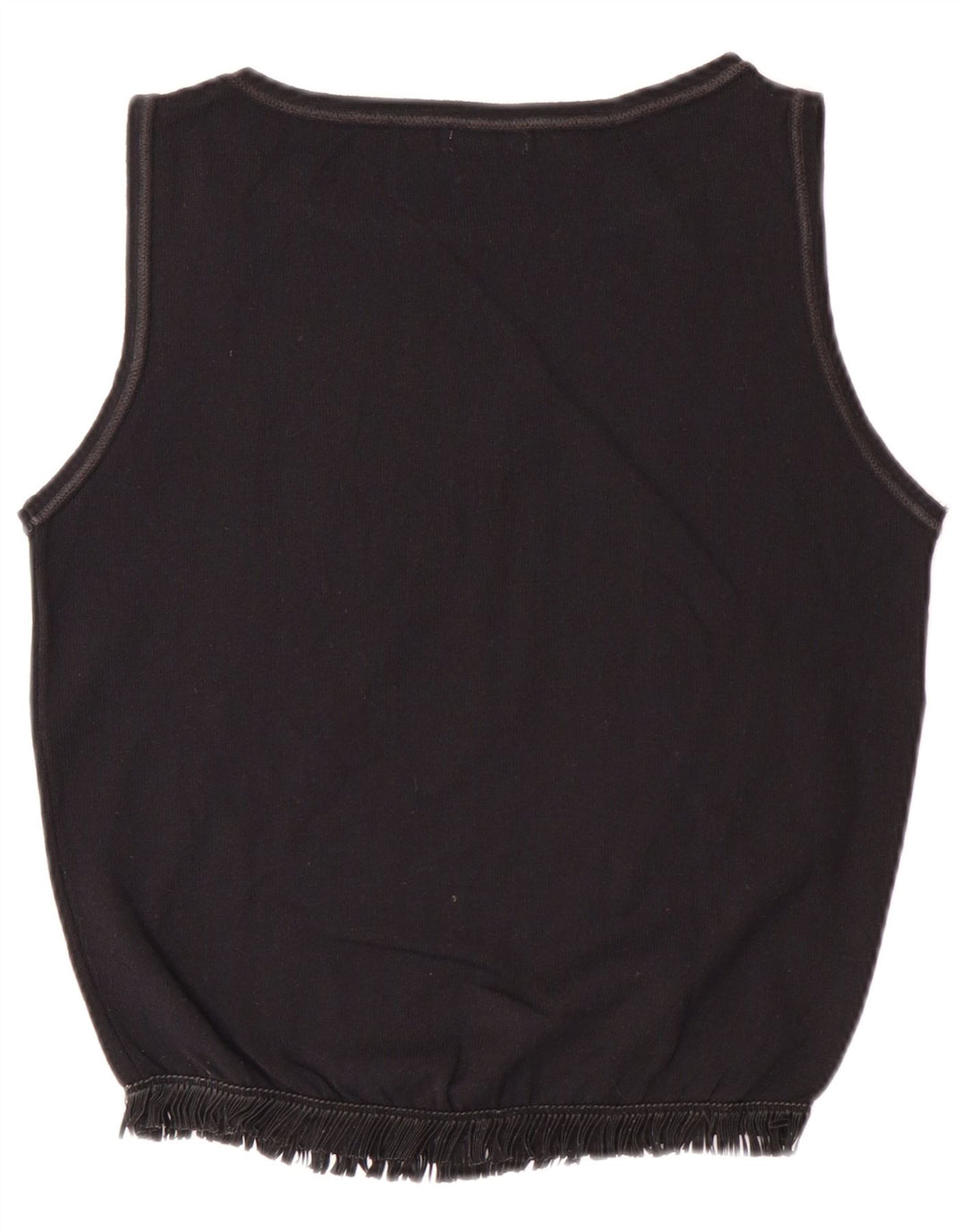 BENETTON Débardeur court pour femme UK 12 Medium Noir Polyamide