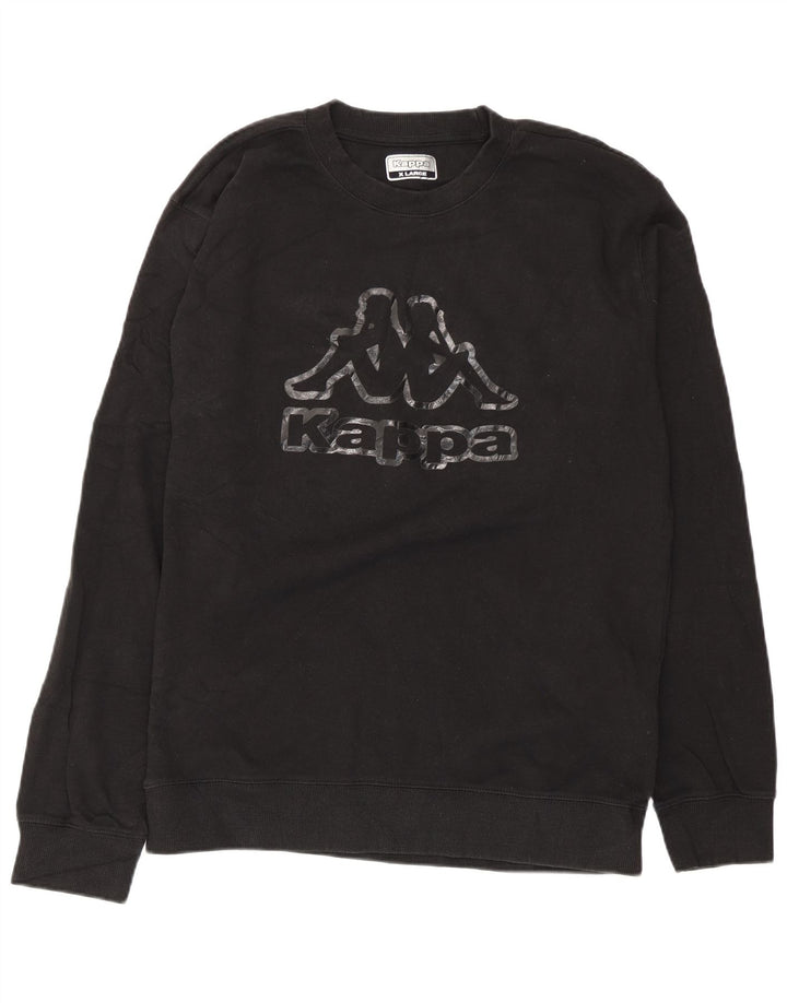 Kappa Homme Graphic Sweatshirt Jumper XL Noir Coton