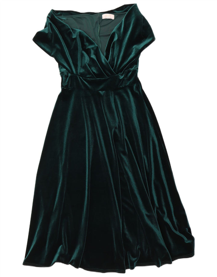 Quiz Robe Maxi en Velours Femme UK 42 Polyester Vert Moyen
