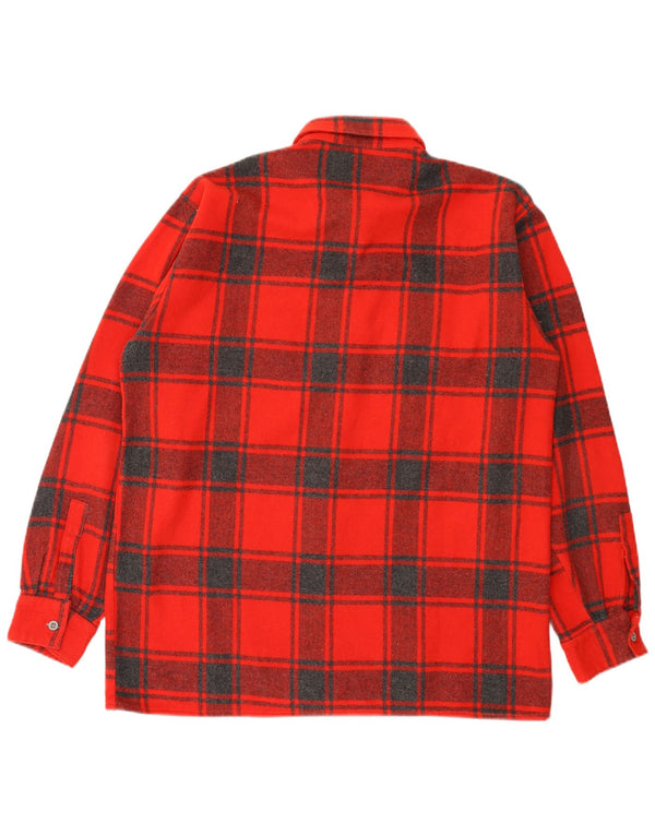 vintage Chemise en flanelle homme Taille 44 XL Laine à carreaux rouge