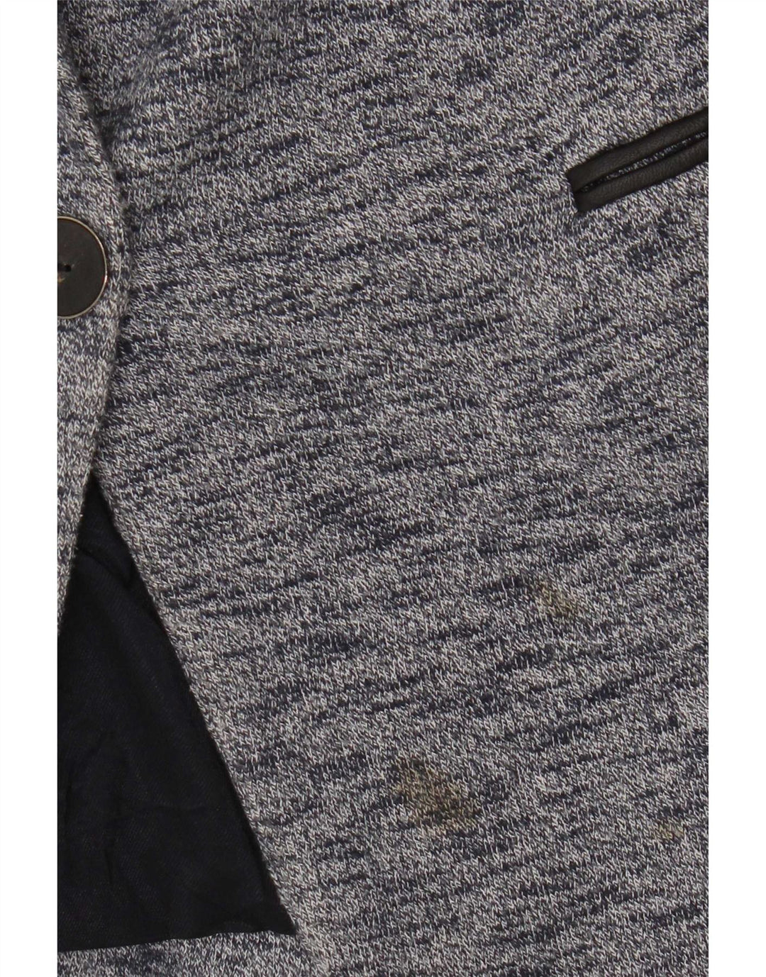 Zara Womens 1 Button Blazer Jacket UK 6 XS Bleu Moucheté Coton