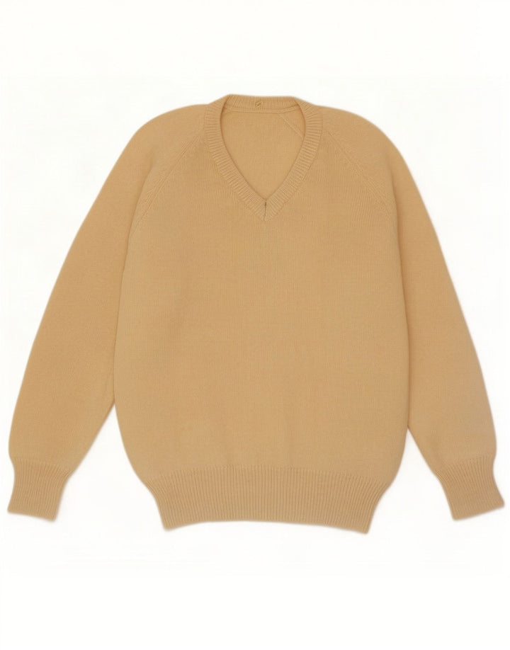vintage Homme Col V Pull Pull XL Beige
