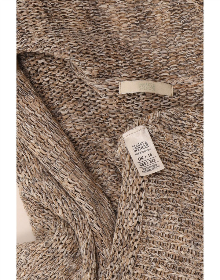 Marks & Spencer Pull cardigan à nouer sur le devant pour femme UK 14 Grand gris moucheté