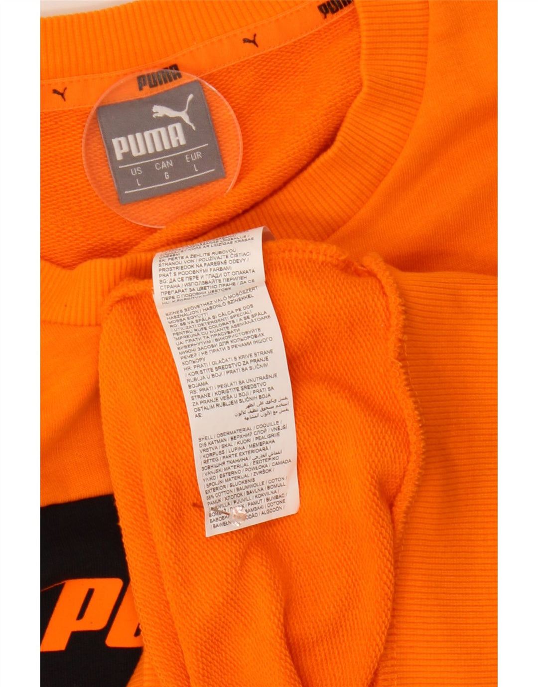 Puma Sweat-shirt graphique pour homme en coton color block Orange Taille L