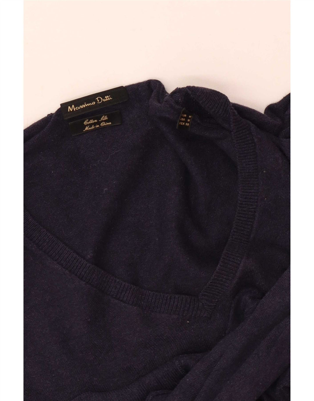 Massimo Dutti Pull Col V Homme Bleu Marine Moyen