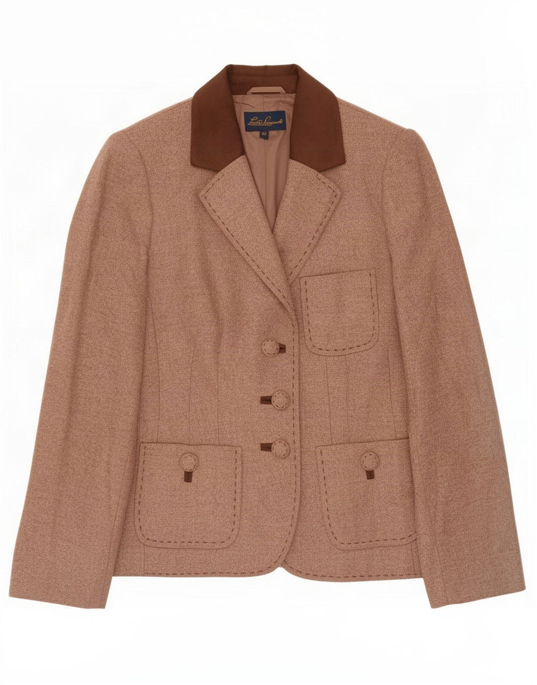 Luisa Spagnoli Veste Blazer 3 Boutons Femme IT 42 Laine Marron Moyen
