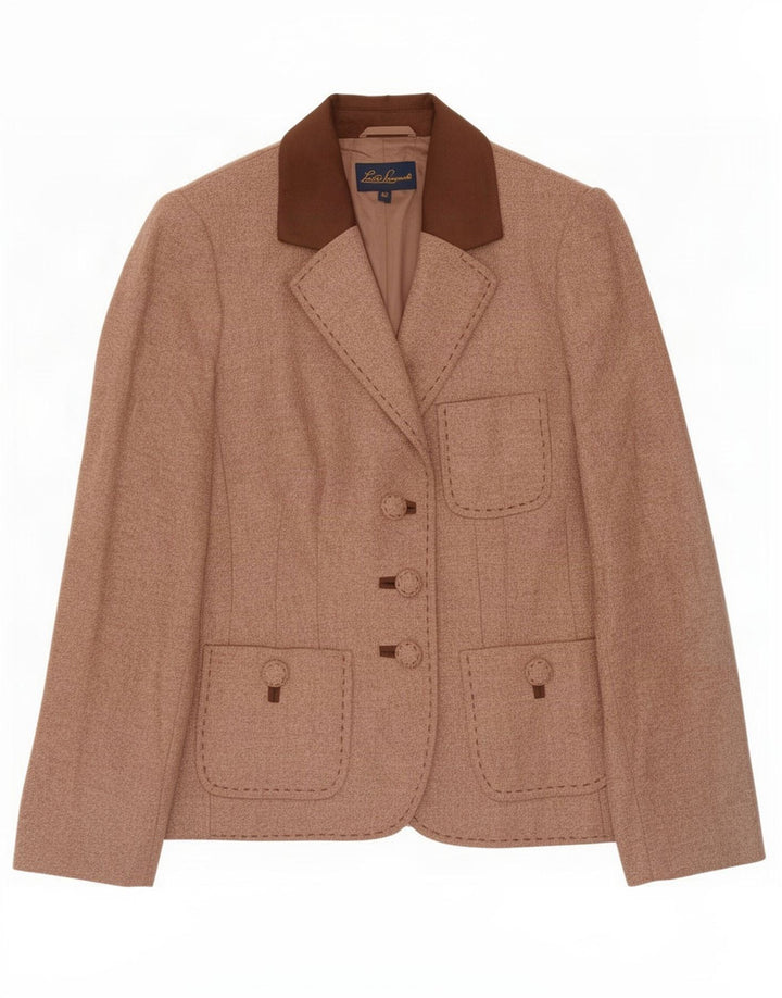 Luisa Spagnoli Veste Blazer 3 Boutons Femme IT 42 Laine Marron Moyen
