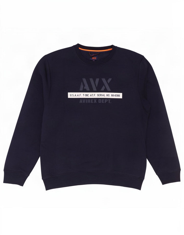 Avirex Sweat-shirt graphique pour homme 2XL Bleu marine Polyester
