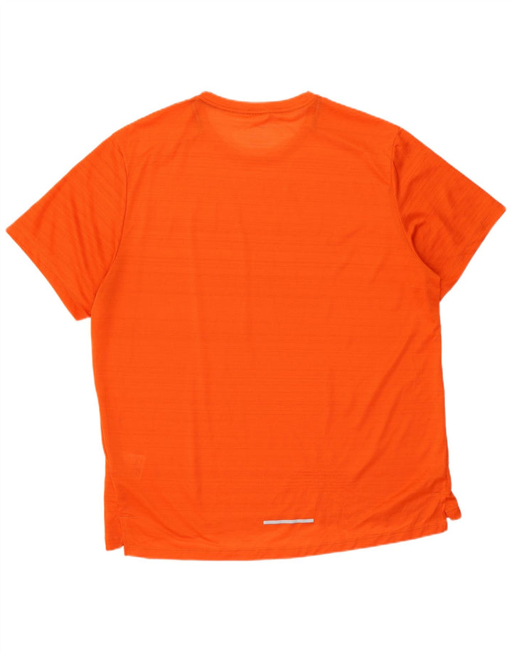 Nike Hommes Dri Fit T-Shirt Haut XL Orange Rayé Polyester