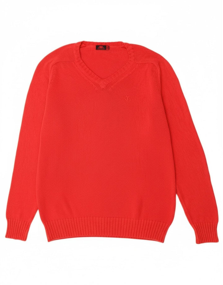 Kappa Pull Col V Homme Rouge Moyen Coton