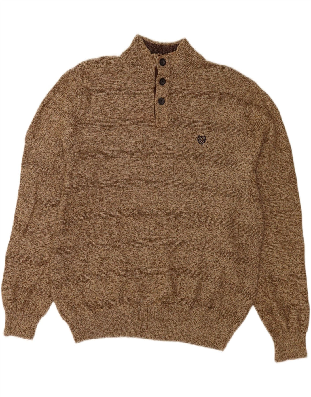 Chaps Pull à col boutonné pour homme en coton marron Taille L
