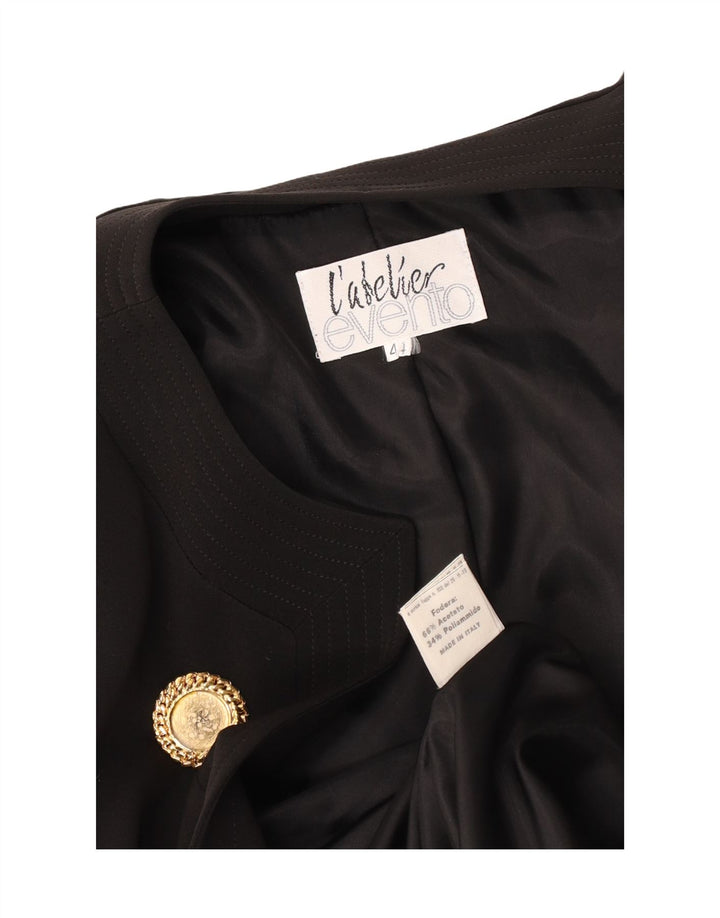 Veste Blazer Ouverte Femme Vintage IT 44 Acétate Noir Moyen