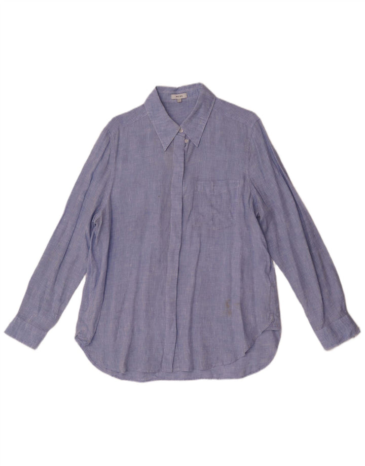 Reiss Chemise Femme UK 14 Grand Lin Bleu