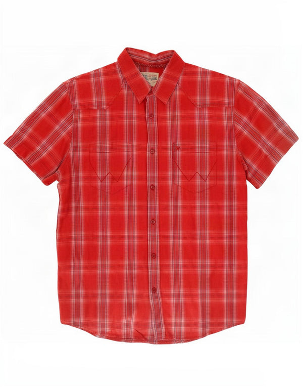 Wrangler Chemise à manches courtes pour homme XL en coton à carreaux rouges