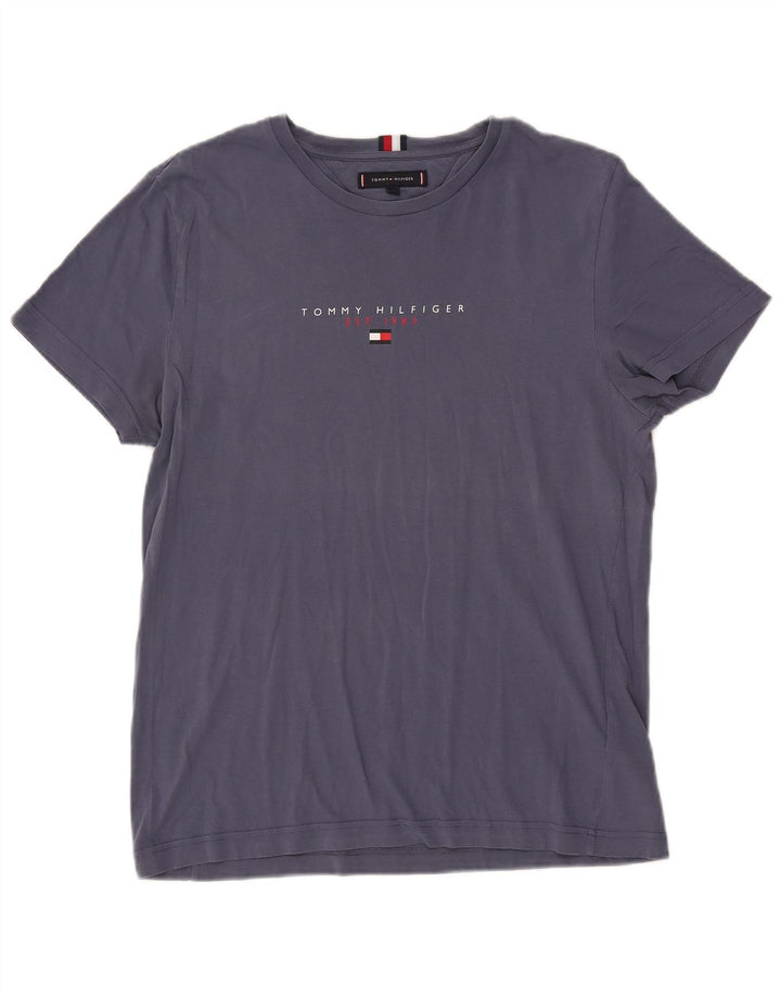 Tommy Hilfiger T-Shirt Graphique Homme Bleu Marine Moyen Coton