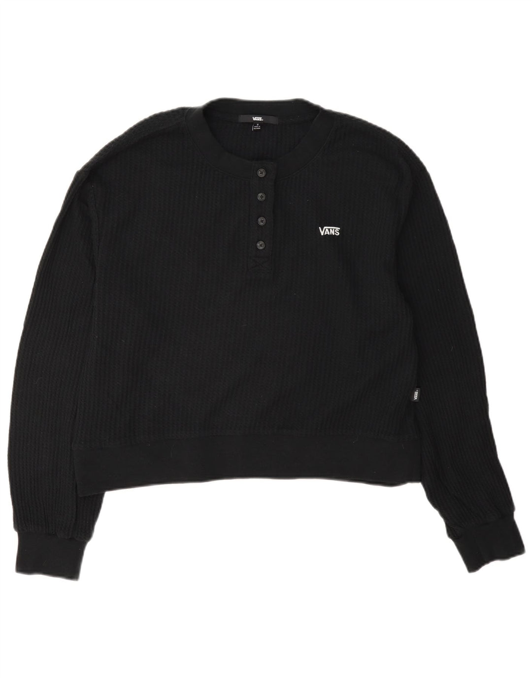 Vans Sweat-shirt court surdimensionné à col boutonné pour femme UK 10 Petit Noir