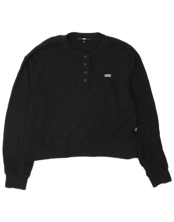 Vans Sweat-shirt court surdimensionné à col boutonné pour femme UK 10 Petit Noir