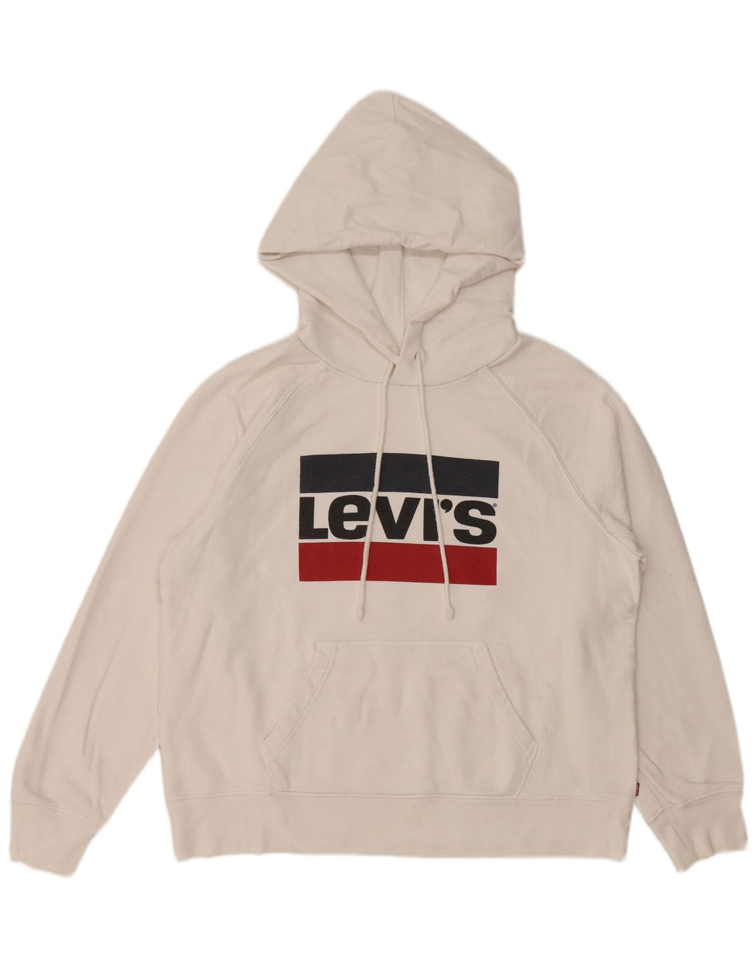 LEVI'S Pull à capuche graphique pour femme UK 14 en coton blanc moyen