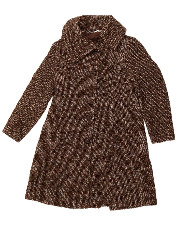 LAURA ASHLEY Manteau Femme UK 16 Grande Laine Mouchetée Marron