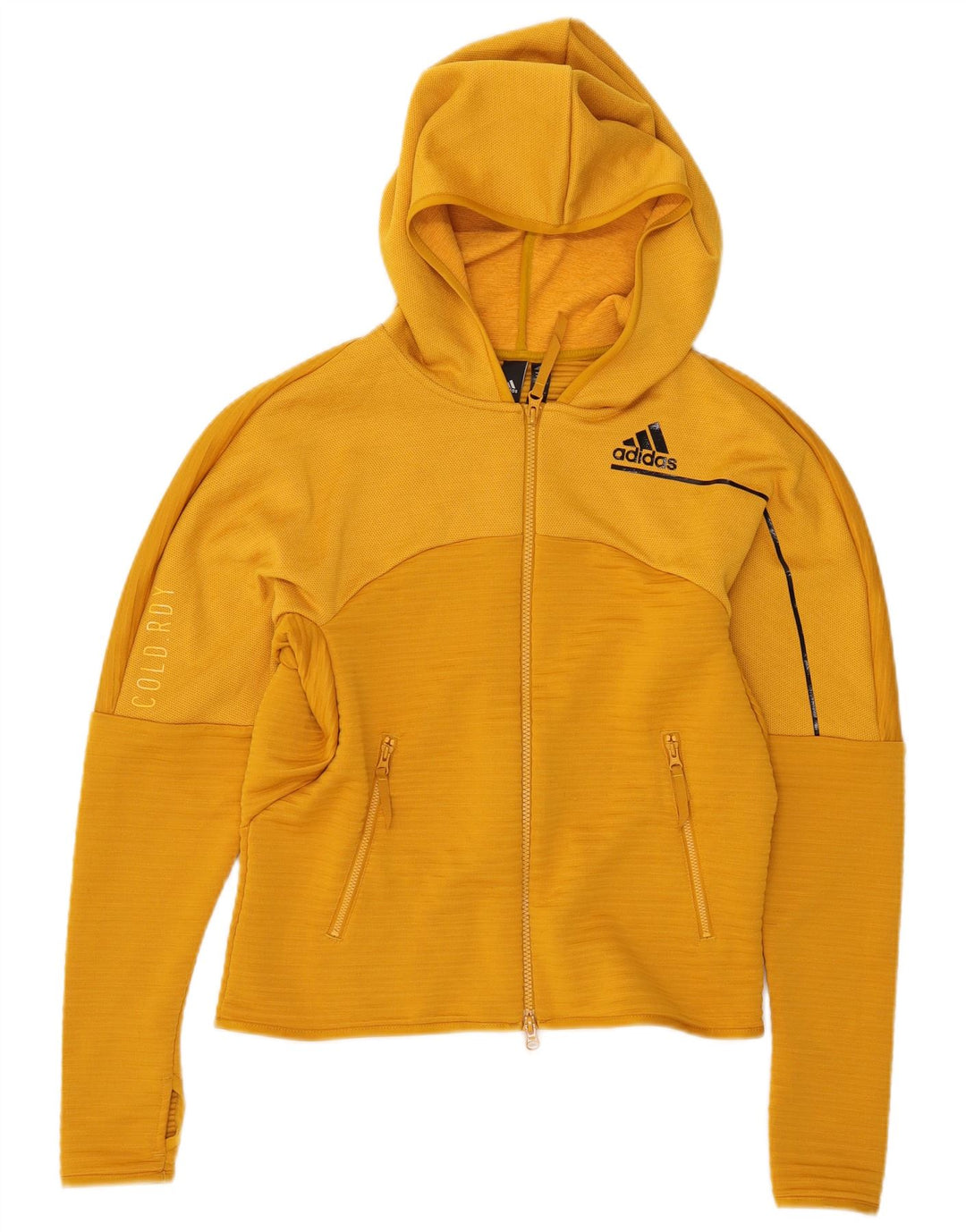 ADIDAS Pull à capuche zippé pour femme UK 12/14 Jaune moyen