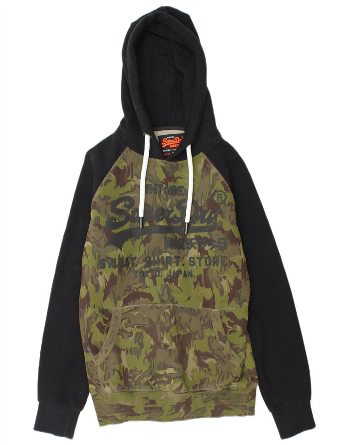 SUPERDRY Pull à capuche graphique pour homme Petit Kaki Camouflage Coton