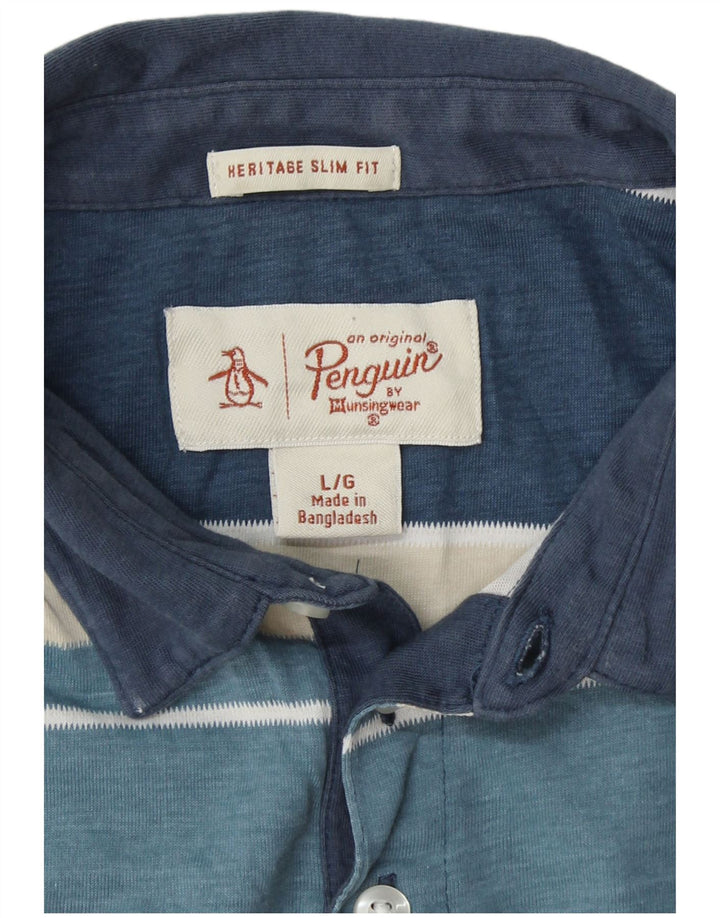 PENGUIN Polo Heritage Slim Fit Homme Bleu Colorblock Large